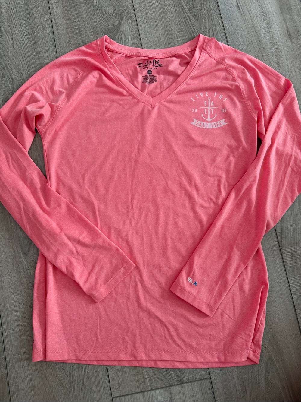 Salt Life Active Wear Long Sleeve Top- Womens M- Coral Pink